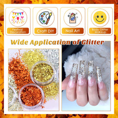 Laza Autumn Nail Glitter applied on natural nails for autumn shimmer