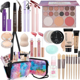 LAZORA makeup kit in a compact handbag for travel-ready, on-the-go touch-ups.