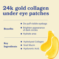 LE GUSHE Gold Under Eye Patches snail mucin hydration formula boosts moisture
