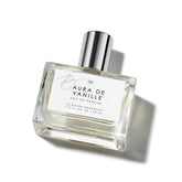 Le Monde Gourmand Aura de Vanille bottle close-up for a cozy evening fragrance.