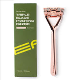 Leaf Shave Rose Gold Leaf Razor front view shows durable all-metal construction