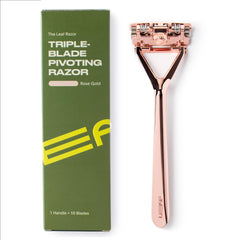 Leaf Shave Rose Gold Leaf Razor front view shows durable all-metal construction