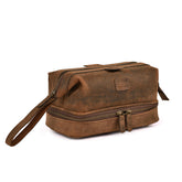 LEATHER VILLAGE Dopp Kit in full-grain buffalo leather for lasting durability on trips