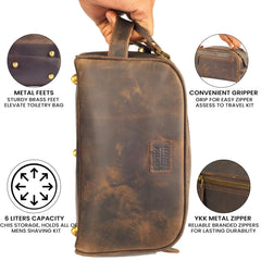 Leather Village full-grain buffalo leather texture emphasizing premium craftsmanship.