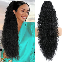 LEDIZE ponytail extension long 28-inch black wavy adds instant length and fullness.
