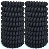 Leenchiry spiral hair ties matte black pack shows tangle-free hold for daily wear.