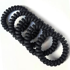 Leenchiry spiral hair ties matte black waterproof use for swimming or shower.