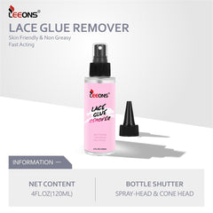 LEEONS adhesive tape remover application shows precise spraying for clean extension removal.