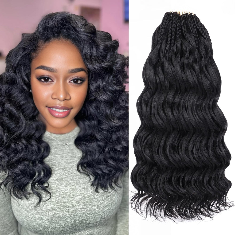 Leeven ocean wave crochet braids closed view showing full length for versatile styling.