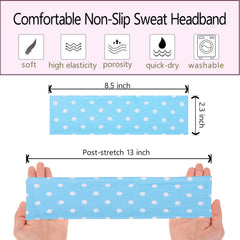 Leeven Polka Dot Headband worn with outfits demonstrates non-slip fit during workouts.