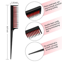 Leinuosen triple teasing comb in red enhances thickness and parting