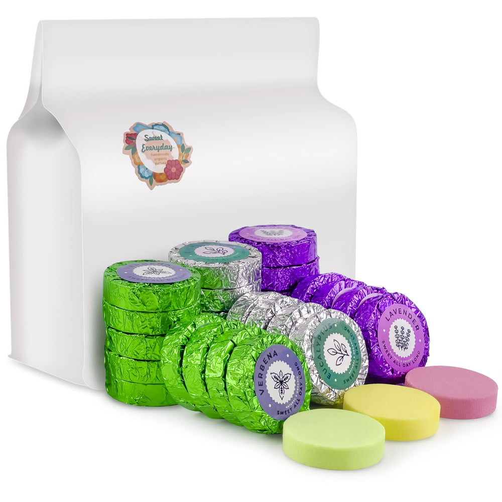Leoce shower steamers collection packaging shows gifting-ready assortment.