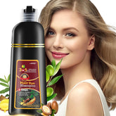 Leorx Chestnut Brown Hair Dye Shampoo bottle shows color-ready formula for at-home use