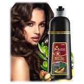 Leorx Instant Hair Dye Shampoo application showing easy at-home color for gray roots.