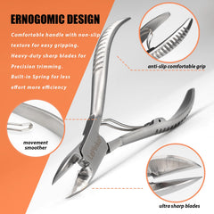 LePinko 25-degree blade follows nail curvature for smooth trimming.
