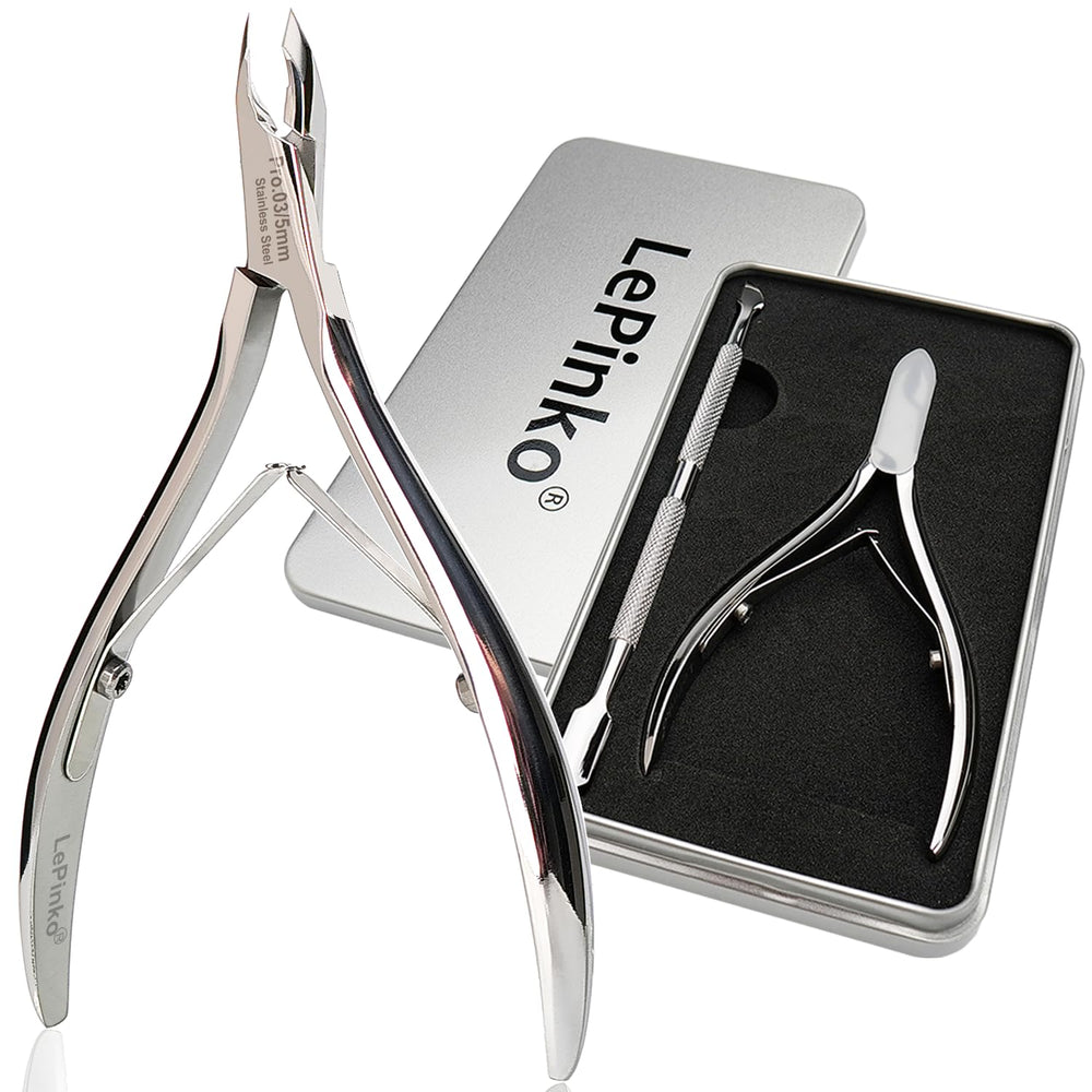 LePinko cuticle-trimmer with cuticle pusher close-up for precise trimming