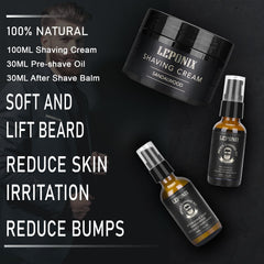 LEPONIX pre-shave oil bottle provides protection against nicks and tugging
