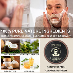 LEPONIX shaving cream sandalwood 100ml offers rich, slick lather for comfortable passes