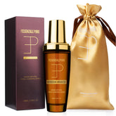LEPURO Dubai Premium Elixir bottle highlights argan oil for glossy, frizz-free hair.