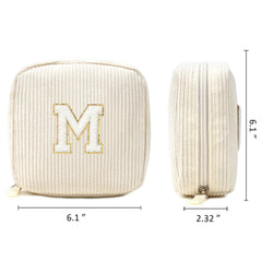 LETGO corduroy makeup bag with zipper showing durable, portable storage for cosmetics