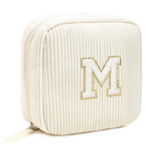 LETGO monogram makeup bag beige with personalized initial for stylish travel organization