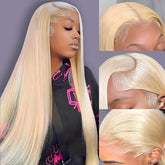 LETMIEO blonde lace front wig in full view showcasing its luxurious length.