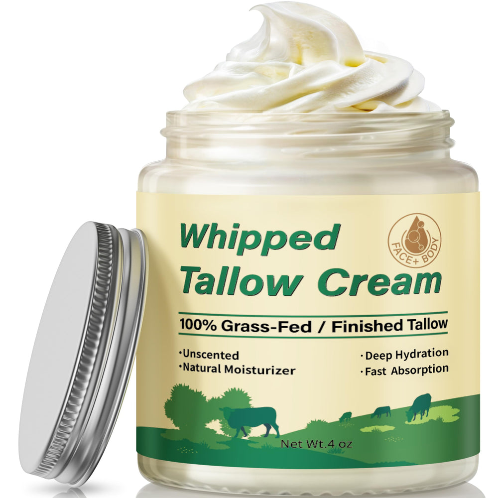 Letscarey beef tallow jar with creamy balm for hydration.