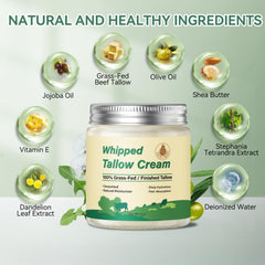 Letscarey beef tallow ingredients panel highlights natural oils and butter.