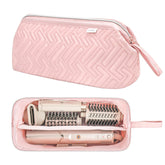 Leudes travel bag front view shows a compact pink case for styling gear