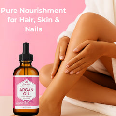 Cap and pipette close-up on Leven Rose Argan Oil for precise application.