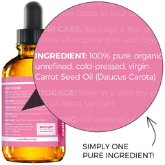 Leven Rose carrot seed oil face application demonstrates nightly moisturizing potential.