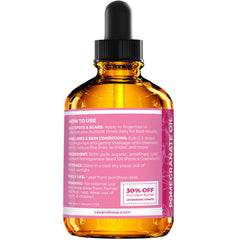 Leven Rose Pomegranate Oil scalp application showcases nourishing moisture for healthier-looking hair.