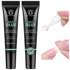 LEYKOSH Nail Glue bottle shows 10-second dry action for quick at-home manicures