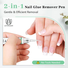 LEYKOSH nail glue remover pen tip closeup highlights precise tip for controlled removal.