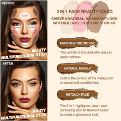 Lezero contour-stick bronzer swatch along jawline for warm, sculpted facial contours