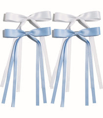 LFOUVRE bowknot long-tail clip white — secure daily wear.