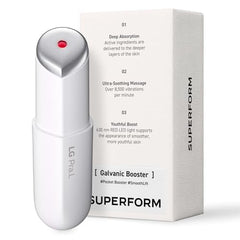 LG Pra.L Superform Galvanic Booster Mystic White front view for on-the-go glow.