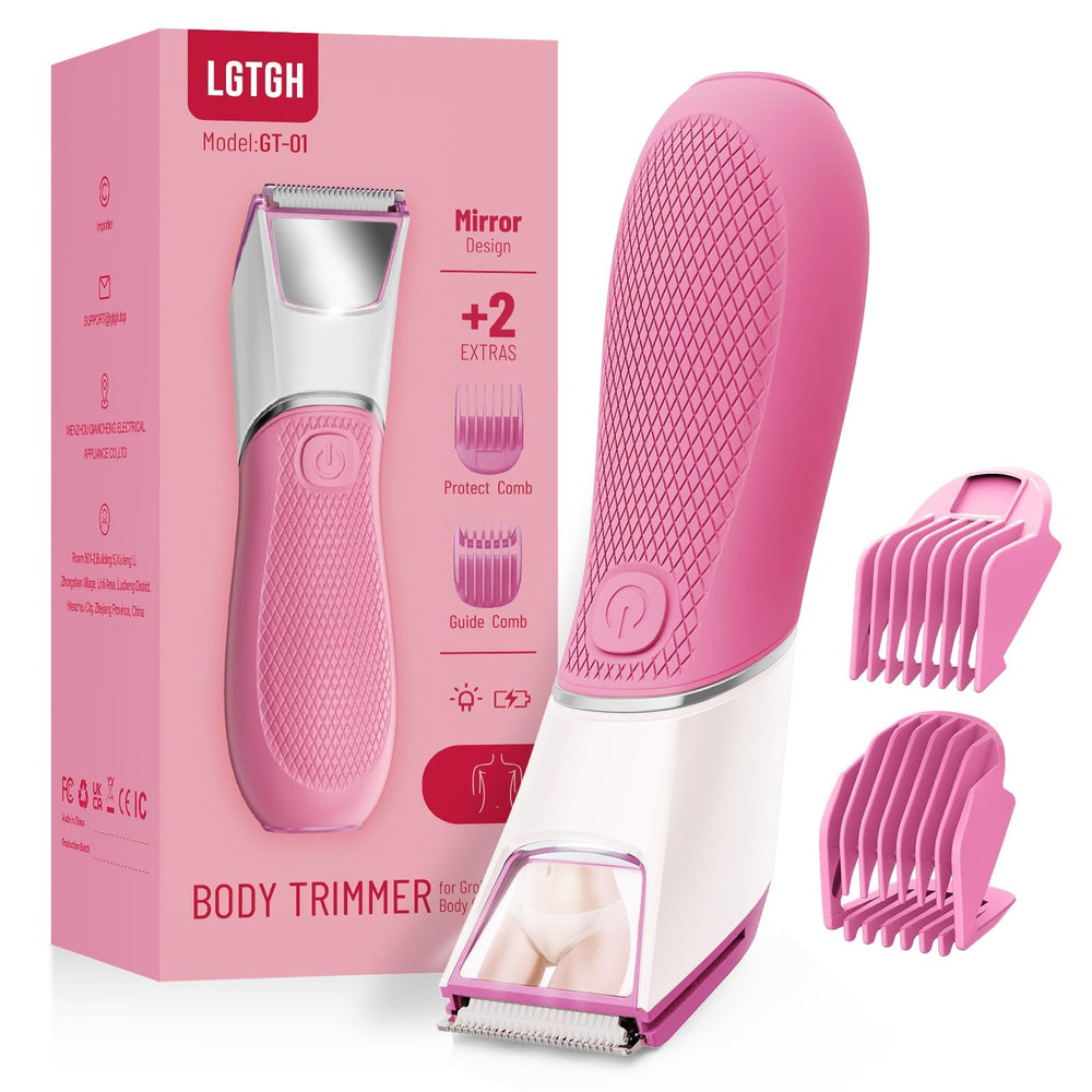 LGTGH bikini trimmer rose-red front view for precise intimate grooming.