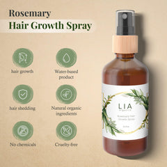 Lia Organics rosemary hair growth spray mist application enables quick, even coverage.