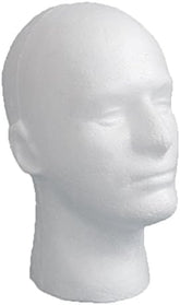 LIAMTU male wig display head foam-white showcases wigs securely for retail.