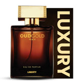 Liberty Oud Arabic Perfume bottle closeup showing bold oud for confident evenings.