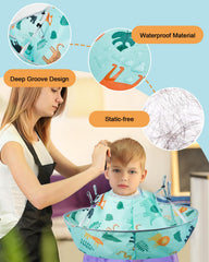 Lictin haircut cape deep groove hair trap captures clippings for easier cleanup.