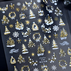 LIDUNANWU Gold Christmas nail stickers pack for festive, long-lasting manicures
