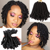 Lifabeauty short bob spring twist 6-inch close-up shows lightweight, comfortable crochet hair.