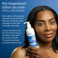Life-Flo Magnesium Lotion with vanilla scent for a comforting massage experience.