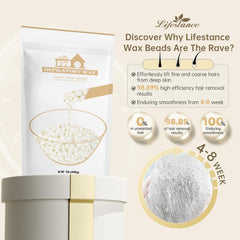 Lifestance Pearl White Wax Beads closeup — unscented formula ideal for sensitive skin.