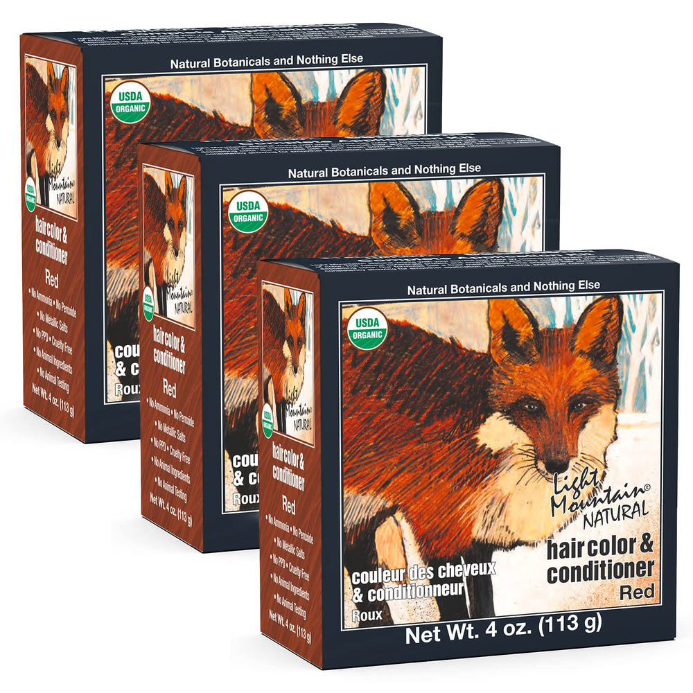 Light Mountain Henna Color packaging highlights natural, chemical-free dye experience.