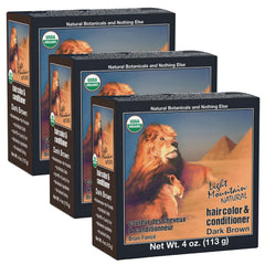 Light Mountain Henna hair color package showing a natural, chemical-free dark brown option.