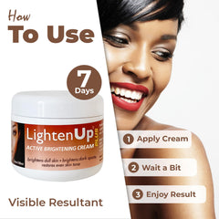 Lighten-Up Plus cream texture spread on skin for quick absorption and hydration