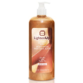 LightenUp Exfoliating Body Wash bottle pour shows easy dispensing for a refreshing shower.